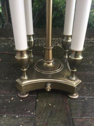 Vintage Mid Century Stiffel Brass Desk Bouillotte Candlestick Lamp Orig Shade 7