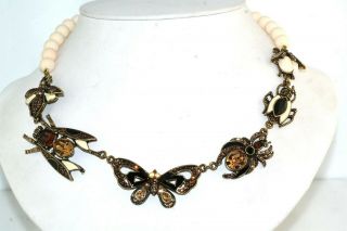Heidi Daus Beetle Bee Bug Butterfly Spider Fly Crystal Necklace