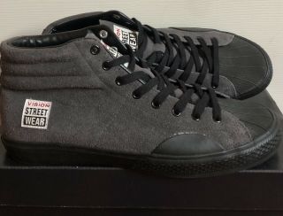 Vision Street Wear Men’s Grey Suede High Tops Vintage Skate Shoes - Size 8.  5