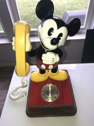 Vintage Disney Mickey Mouse Rotary Telephone Phone 15 " Tall.  Great.