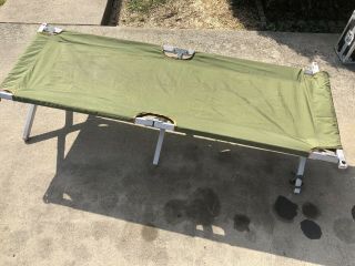 Vintage Army Cot.  Nylon Bed With Aluminum Frame.