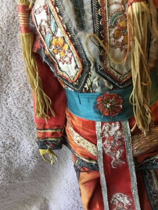 Asian Antique Chinese Opera Doll Puppet Embroidery,  Fur,  Silk,  Beads 5