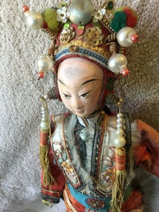 Asian Antique Chinese Opera Doll Puppet Embroidery,  Fur,  Silk,  Beads 7