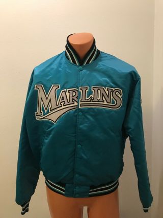 Vintage 90s Florida Marlins Mlb Diamond Starter Satin Jacket Large