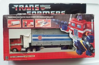 Vintage1984 Transformers G1 Autobot Commander Optimus Prime W/ Box