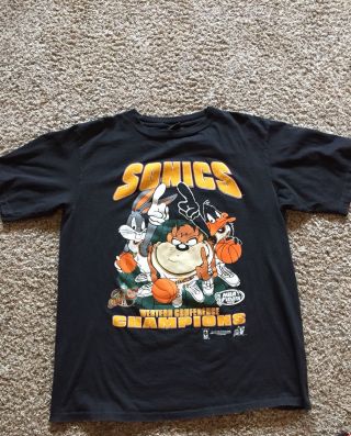 Vtg Taz Looney Tunes Seattle Sonics Nba Basketball Changes Shirt Xxxl 1996