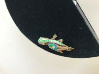 Vintage Chinese Sterling Silver & Enamel Filigree Bird Pin Pendant Hummingbird ? 6