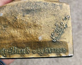 VINTAGE 1928 LUCKY LINDY BANK CHARLES LINDBERGH METAL BUST BANK GRANNIS & TOLTON 5