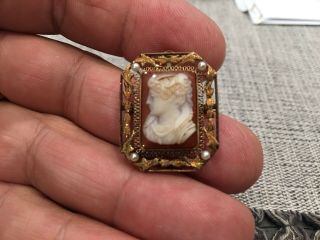 Vintage 14k Gold Cameo Pin 1900’s Jewelry