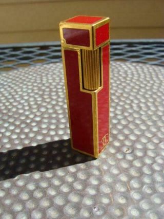 Vintage Cartier Cube Lighter,  Red Enamel,  18k Gold Plate
