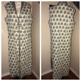 Vntg April Cornell Long Quilted Sleeveless Coat Sz Os Floral Rare One Of A Kind