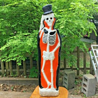 Vintage Top Hat & Tails Skeleton Light Up Halloween Blow Mold Empire 36 Social D