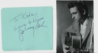 Johnny Cash.  Vintage In Person La.  Hayride Hand Signed Album Page With Image.