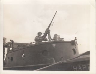 Wwii Censored Photo Named Machine Gun On Patrol Boat Mulheim Germany 9