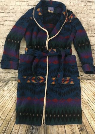 Vintage Pendleton Men’s Wool Blanket Robe Southwest Lodge Size Small Indian Usa