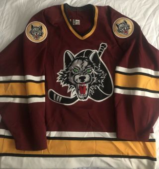 Throwback Authentic Chicago Wolves Hockey Jersey Sz 52 Bauer Ihl Vintage