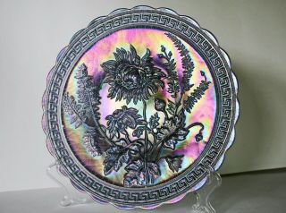 Imperial Chrysanthemum Chop Plate - Smoke - Vintage - Ribbed Back