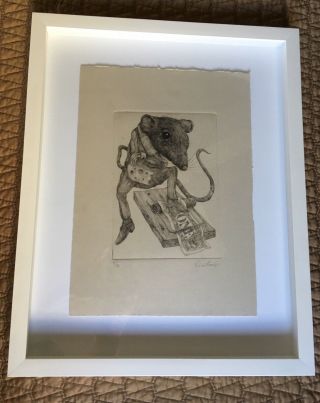 Ericailcane Etching Cheese Rare LE of 13 Signed Framed Street Art Graffiti Rats 2