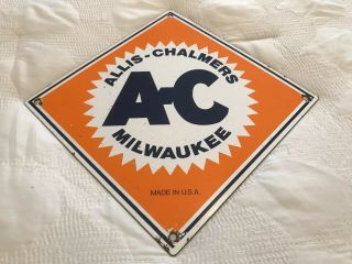 Vintage Allis Chalmers Porcelain Sign,  Sales,  Service,  Farm Equipment,  Tractor