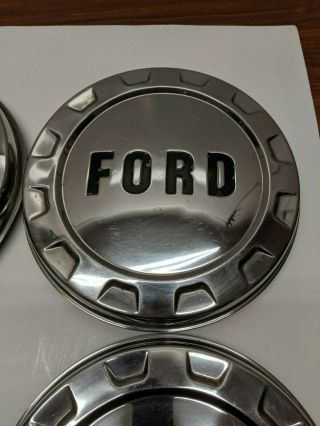 Vintage Ford F - 100 Dog Dish Hub Caps Set of 4 Chrome Bottlecap 1961 - 66 SlickSide 3