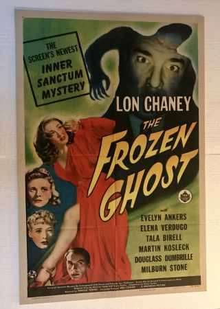 1944 Frozen Ghost,  Lon Chaney Vintage One Sheet Movie Poster