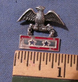 Unusual Vintage World War Ii Two Sons In Service Sterling Silver Eagle Pin