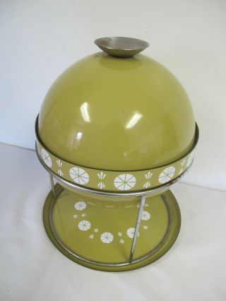 Vintage Enamel Viking Green Fondue Pot Catherineholm Covered Bowl Plate Stand
