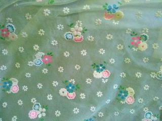 Vintage Sheer Flocked Floral Fabric 2yds X 45 "