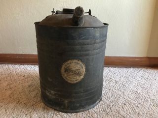 Vintage Imperial 5 Gal Oil Gas Can Aluminum Galvanized Quality Metal Ware