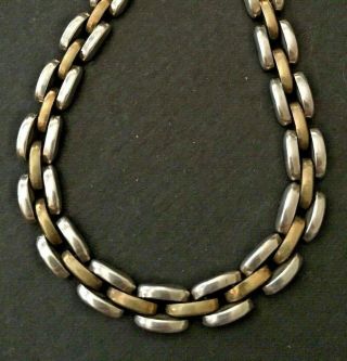 Vintage Mexico 925 Sterling Silver W/ Gold Overlay Chain Link Necklace 17 " 59g