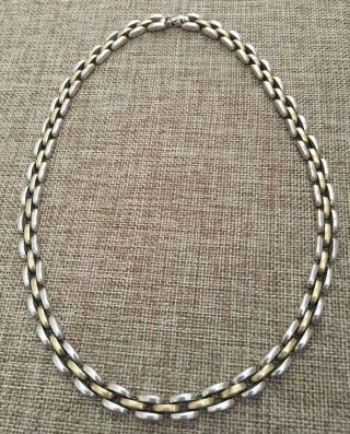 Vintage Mexico 925 Sterling Silver w/ Gold Overlay Chain Link Necklace 17 