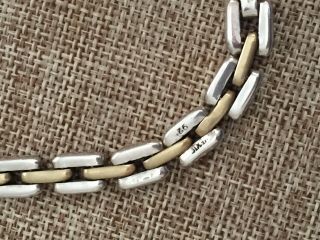 Vintage Mexico 925 Sterling Silver w/ Gold Overlay Chain Link Necklace 17 
