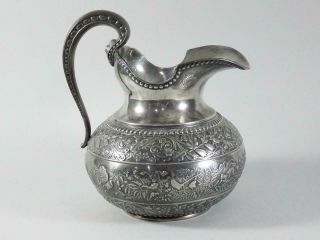 Aesthetic Movement Silverplated Water Pitcher With Bird / Animal Relief Design