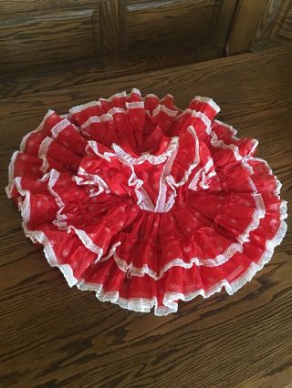 Vintage Betty Oden Red Ruffle Lace Tiered Pageant Dress Girls Sz 2