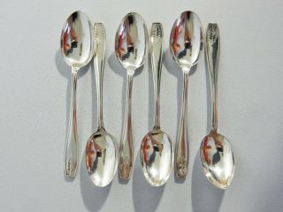 Antique Art Deco 1937 Set Of Six 6 Sterling Solid Silver Teaspoons Coffee Spoons