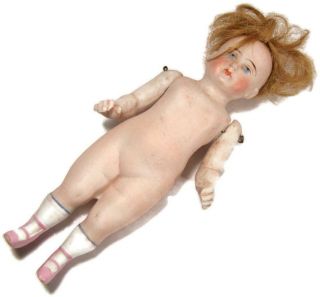 Antique Kestner Doll All Bisque 6 2120 Painted Socks & Pink Shoes Jointed Arms