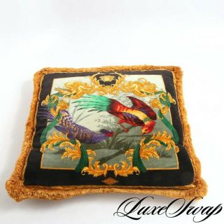 Atelier Versace Vintage Velvet Tropical Paradise Birds Reversible Pillow Cushion