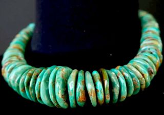 Showy Vintage Turquoise And Sterling Silver Choker