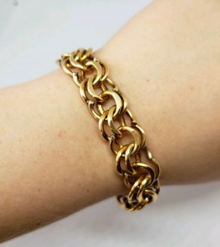 Vintage 1940s A.  C.  1/20 12K Gold Filled GF Curb Link Bracelet For Charms 8 