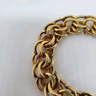 Vintage 1940s A.  C.  1/20 12K Gold Filled GF Curb Link Bracelet For Charms 8 