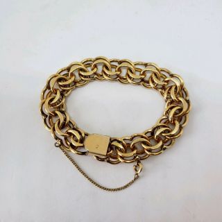 Vintage 1940s A.  C.  1/20 12K Gold Filled GF Curb Link Bracelet For Charms 8 