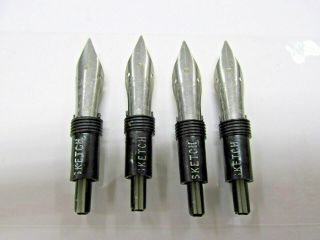 4 Vintage Osmiroid Indian Ink No.  2 Sketch Pen Nib Unit