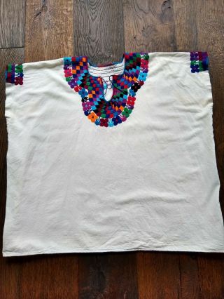 Vintage Hand Embroidered Mexican Ladies Shirt Boho Festival 100 Cotton Blouse