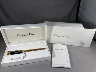 Rare Vtg Christian Dior Gold Plated Fountain Pen 18k M Nib Boxed