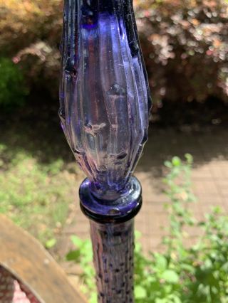 Vintage MCM Bamboo Empoli? Purple Amethyst Genie Bottle Decanter W/ Stopper 2