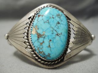 Quality Vintage Navajo Spiderweb Turquoise Sterling Silver Flanks Bracelet
