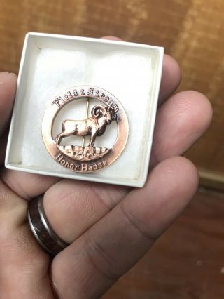 Vintage Field And Stream Honor Badge Ram Mountain Goat Big Game 1950s Very Rare