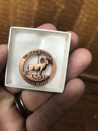 Vintage Field And Stream Honor Badge Ram Mountain Goat Big Game 1950s VERY RARE 2