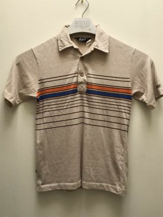 Vintage 80s Levis Surf Skate Polo Striped Usa Made Tee Brown Shirt Size M