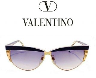 Old Stock Rare Vintage 70s Valentino Sunglasses Cat - Eye With Case